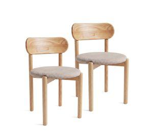 Pack 2 Sillas Para Comedor Cocina Madera Tapizada Moderna Respaldo Porto Greige