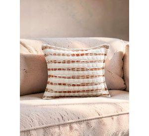 PACK DE 2 FUNDAS DE COJIN 45CMX45CM A RAYAS BEIGE CON BURDEO