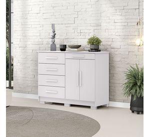 COMODA AMERICANA 5 CAJONES 2 PUERTAS BLANCA