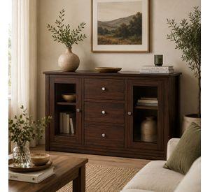 Buffet Berlin Madera Chocolate Vidrio