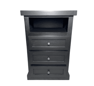 SET VELADORES DORMITORIO LIBRERO FERRARA 3 CAJONES NEGRO RUSTICO