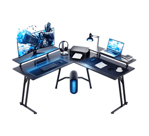 Escritorio esquinero en forma l con estantes 120cm gamer