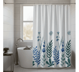 Cortina Para Ducha Peva Con Estampado Floral Impermeable 180x180cm