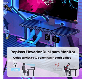 Escritorio esquinero en forma l con estantes 120cm gamer