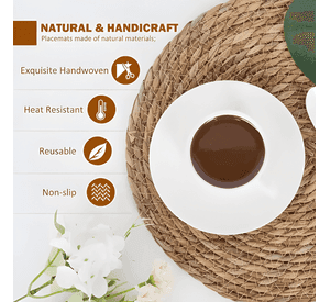 Set 12 individuales de mesa redondos de paja natural 35cm #6