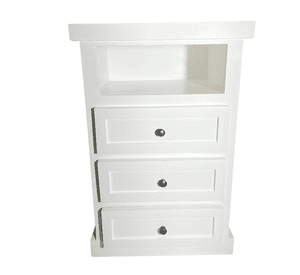 VELADOR DORMITORIO LIBRERO FERRARA 3 CAJONES BLANCO RUSTICO