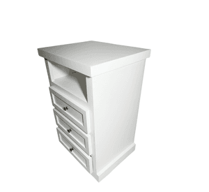 VELADOR DORMITORIO LIBRERO FERRARA 3 CAJONES BLANCO RUSTICO