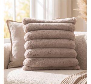 Set 2 Fundas de Cojín Sherpa Suave por Capas Beige 45x45 cm Colección Hygge Avena