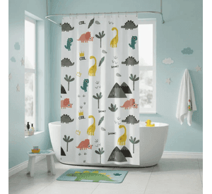 Cortina De Baño Infantil Diseño Dinosaurios Peva 180x180cm