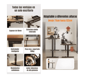 Escritorio eléctrico regulable accesorios 120cm lubabycas