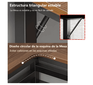 Escritorio en l oficina madera y fierro moderno #6