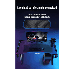 Escritorio gamer con luces 120x60x73cm Negro #2