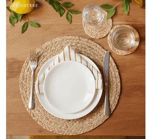 Set 12 individuales de mesa redondos de paja natural 35cm #9