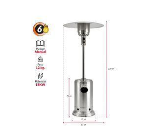 Estufa De Patio Exterior A Gas 50,000 Btu Plateado Antivuelco Bfresh