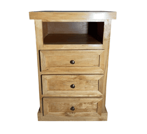 SET VELADORES DORMITORIO LIBRERO FERRARA 3 CAJONES MADERA BARNIZ