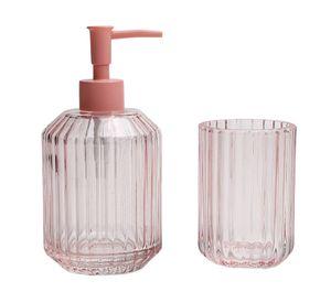 Accesorio baño vidrio rosado 2 Piezas