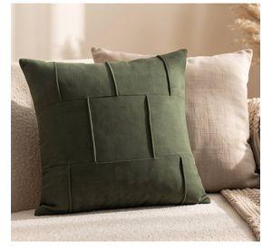 Set 2 Fundas de Cojín Cuero Tejido Entretejido Verde 45x45 cm Colección Toscana Modena