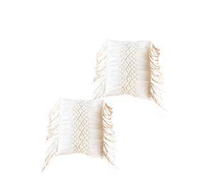 PACK DE 2 FUNDAS DE COJIN ESTILO BOHEMIO 45X45 CM BLANCO 02