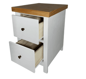 VELADOR DORMITORIO BARI 2 CAJONES BLANCO MADERA RUSTICO