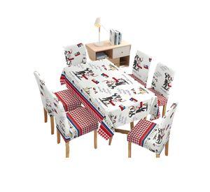 MANTEL FIESTAS PATRIAS DE TELA CON FUNDAS DE SILLAS ELASTICADAS M2