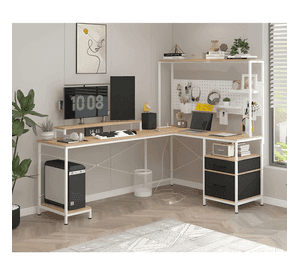 Escritorio homeoffice esquinero convertible con estantería
