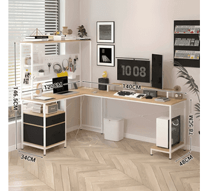 Escritorio homeoffice esquinero convertible con estantería