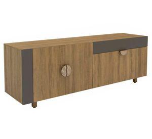 Rack TV 75" Media luna café/grafito