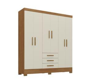 Clóset 6 puertas 3 cajones Itacare cinamomo off white 205x162x40 cm