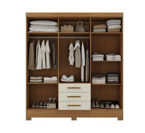 Clóset 6 puertas 3 cajones Itacare cinamomo off white 205x162x40 cm
