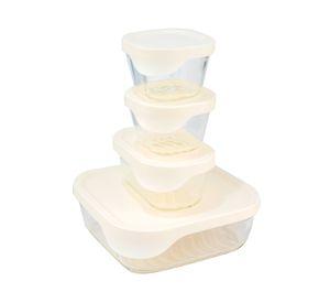 Contenedor con tapa Glass Tray 220/370/1320 ml 8 piezas
