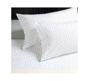 Juego sábanas King 180 hilos Miniprint blanco/verde