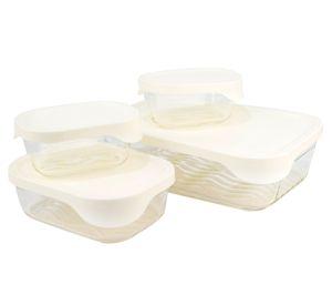 Contenedor con tapa Glass Tray 370/930/2500 ml 8 piezas