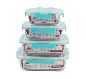 Hermético con tapa Fresh Lock 370/640/1000/1500 ml 8 piezas