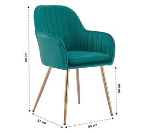 Pack 2 sillas verde terciopelo patas metal doradas