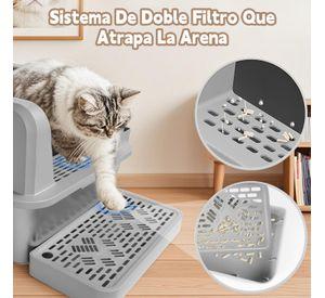 Set Arenero Gatos Michis Bano Sanitario Acero Inoxidable Xxl Gris
