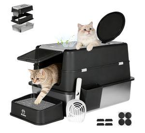 Set Arenero Gato Cerrado Bano Sanitario Michi Acero Inox Xxl