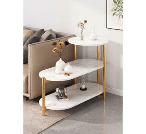 Mesa Auxiliar De Centro Decorativa De 3 Niveles Mesa De Lujo Blanco
