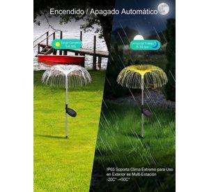 Pack 2 Estacas Solares Medusa Led RGB Decoracion Jardin Cálido