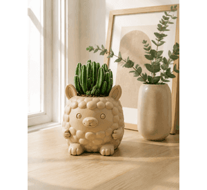 Macetero Decorativo Hogar- Forma Llamita 15 cm Beige