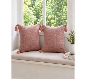 Pack 4 Fundas De Cojines Rellenos Textura Chenille Con Pompones m1