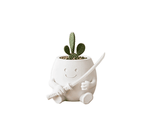 Macetero Decorativo Hogar- Forma Samurái 16 cm Blanco