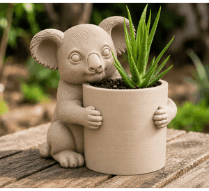 Macetero Decorativo Hogar- Forma Koala 17 cm Beige