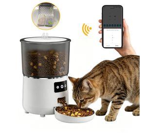 Dispensador Alimentador Automatico Perro Gato Wifi 4l Blanco