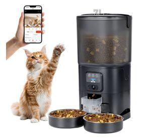 Dispensador Alimento Automatico Mascota Camara 1080p Wifi 7l Negro