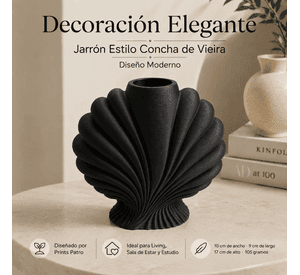 Decoración Elegante Prints Patro - Jarrón Estilo Concha de Vieira Negro