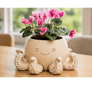 Macetero Decorativo Hogar- Forma Pulpo 22 cm Beige