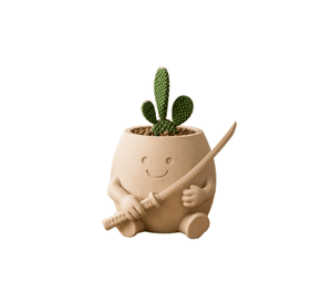 Macetero Decorativo Hogar- Forma Samurái 16 cm Beige
