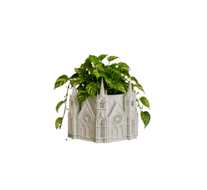 Macetero Decorativo Hogar- Forma Catedral 13 cm Blanco