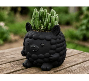 Macetero Decorativo Hogar- Forma Llamita 15 cm Negro