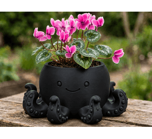 Macetero Decorativo Hogar- Forma Pulpo 22 cm Negro
